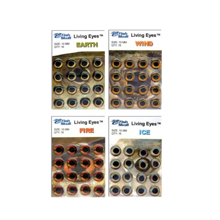 Fish Skull Living Eyes 10mm Fire (Orange-Red)